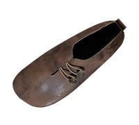 Mocassins en cuir à bout rond pour femme - Style décontracté - Avec cordon de serrage élastique - Légers et confortables - Noir, marron, 38 EU