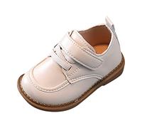 Mocassins en cuir à enfiler avec nœud et nœud pour uniforme d'église, chaussures d'école, ballerine, ballerine, fête de mariage, chaussures bateau escarpins, beige, 26 EU