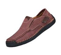 Mocassins en cuir à enfiler pour homme - Version coréenne - Confortables - Cousu à la main - Légères et formelles - Couleur unie - Antidérapantes, marron, 39 2/3 EU