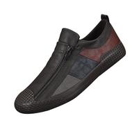 Mocassins en cuir avec fermeture éclair pour homme, chaussures de randonnée décontractées en plein air, chaussures à fermeture éclair, antidérapantes, chaussures de loisirs légères à fond plat
