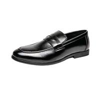 Mocassins en Cuir for Homme, Confortables, à Enfiler, Respirants, légers, Flexibles, Classiques, décontractés, Design Simple(Black,43 EU)