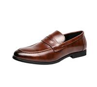 Mocassins en Cuir for Homme, Confortables, à Enfiler, Respirants, légers, Flexibles, Classiques, décontractés, Design Simple(Brown,44 EU)