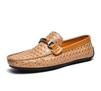 Mocassins en cuir for hommes, chaussures de conduite respirantes et confortables, à enfiler, décontractées, for un usage quotidien(Brown,44 EU)