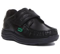 Mocassins En Cuir Kickers Reason Pour Enfants À L'École En Noir Taille UK 8 -12