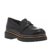 Mocassins en cuir noirs avec diamants décoratifs et contrefort renforcé 39