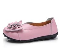 Mocassins en Cuir pour Femmes, Mocassins Plats à Enfiler Motif Floral, décontractés Bout Rond Conduite Sauvage Chaussures de Bateau Souples,Rose,43 EU