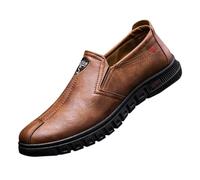 Mocassins en cuir pour homme avec semelle souple à enfiler - Respirants et confortables - Mocassins tendance - Légers à semelle plate - Chaussures de conduite d'affaires - Baskets en cuir - Pour le