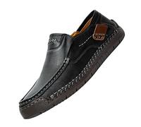 Mocassins en cuir pour homme - Chaussures basses à enfiler - Baskets d'été légères et confortables - Respirantes - Chaussures habillées décontractées à semelle souple, Noir , 42 1/3 EU