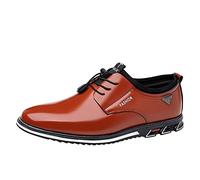 Mocassins en cuir pour homme - Coupe large - Confortables - Légères - Couleur unie - Antidérapantes - Respirantes - Pour mariage, travail, fête, marron, 44 EU