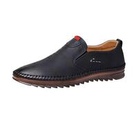 Mocassins en cuir pour homme - Élégantes - Respirantes - Décontractées - Pour le quotidien - Chaussures plates - Semelle antidérapante - Chaussures de marche - Chaussures d'affaires larges, Noir , 39