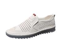 Mocassins en cuir pour homme - Respirants - Chaussures habillées - Antidérapantes - Chaussures de marche plates et légères - Semelle souple confortable - Chaussures orthopédiques avec soutien de la