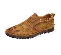 Mocassins en cuir pour homme - Respirants - Chaussures habillées - Antidérapantes - Chaussures de marche plates et légères - Semelle souple confortable - Chaussures orthopédiques avec soutien de la
