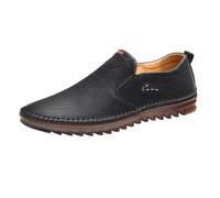 Mocassins en cuir pour homme - Respirants - Chaussures habillées - Antidérapantes - Chaussures de marche plates et légères - Semelle souple confortable - Chaussures orthopédiques avec soutien de la