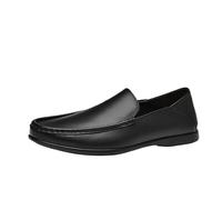 Mocassins en Cuir Vegan for Homme - Mocassins Classiques à Enfiler avec Bout Rond Confortable for Un Style Vintage et décontracté(Black,45 EU)