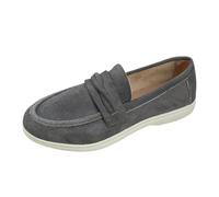 Mocassins en daim pour femme - Chaussures plates décontractées - Chaussures de loisirs à enfiler - Chaussures de randonnée confortables - Chaussures d'été respirantes, gris, 42 EU
