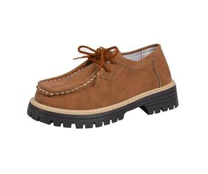Mocassins en daim pour femme, confortables et élégants, chaussures plates | Chaussures décontractées surdimensionnées à plateforme avec lacets, chaussures basses larges pour le travail, le bureau
