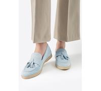 Mocassins en daim pour femme Wittchen avec pompon bleu