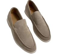Mocassins en daim pour homme - Chaussures de conduite confortables - Mocassins - Chaussures pour homme - Chaussures tendance avec un pied et étriers - Couleur unie, beige, 46