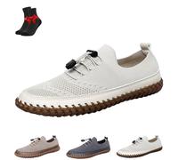 Mocassins en Maille for Homme, Chaussures Oxford à Enfiler Mains Libres, Chaussures décontractées en Maille, Confortables et Respirantes(Beige,43 EU)