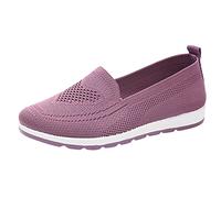 Mocassins en toile à enfiler en mousse à mémoire de forme pour femme - Style décontracté - Pour le bureau et l'été, violet, 39 EU