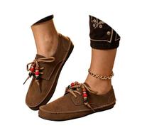 Mocassins en Velours faciles à Porter avec détails perlés. Chaussures Plates décontractées pour Un Confort Quotidien Une Touche de subtilité. (Brown, 39)