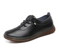 Mocassins et Loafers Femme Confortable en Cuir Derbies Femme Souple Plat Chaussures de Décontractées Simple Femme (Noir)