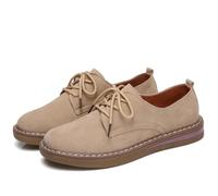 Mocassins Femme à Lacets Confortable Chaussures Plates de Cuir Suédé pour Le Bureau Conduite 37 Abricot