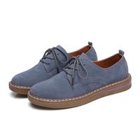 Mocassins Femme à Lacets Confortable Chaussures Plates de Cuir Suédé pour Le Bureau Conduite 37 Bleu
