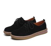 Mocassins Femme à Lacets Confortable Chaussures Plates de Cuir Suédé pour Le Bureau Conduite 37 Noir
