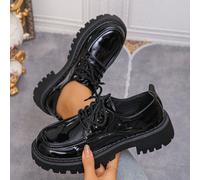Mocassins femme à semelle épaisse de style britannique, chaussures polyvalentes de type uniforme scolaire JK, chaussures Mary Janes à plateforme à lacets et bout rond, convenant aux étudiantes, aux va