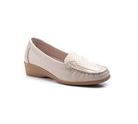 Mocassins Femme en Cuir ou Daim Chaussures Confortables orthopédiques Wide fit Talon compensé ou Plateforme Fabriquées à la Main en Espagne, élégantes et Pas chères