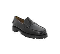Mocassins Femme Sebago Dan Lug Noir - Cuir - Semelle en Gomme - Talon 3 cm