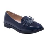 Mocassins femme vernis noir ou gris à franges bouts pointus simili cuir-36 37