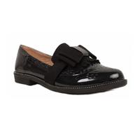 Mocassins Femme Vernis Style Derbies avec Noeud Suédine - Noir - Polyuréthane - Taille 36 36