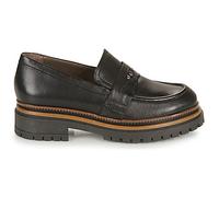 Mocassins cuir - Femme - Noir - Diamants décoratifs - Surpiqûres - Semelle chunky