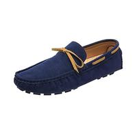 Mocassins for Homme à Bout carré en Cuir Vegan, Style Bateau, légers, Confortables, Flexibles, décontractés et Tendance, à Enfiler(Bleu,45.5 EU)