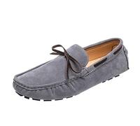 Mocassins for Homme à Bout carré en Cuir Vegan, Style Bateau, légers, Confortables, Flexibles, décontractés et Tendance, à Enfiler(Grey,41 EU)