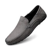 Mocassins for Homme, Couleur Unie, Cuir Vegan, Coutures manuelles, Confortables, Flexibles, résistants, à Enfiler(Grey,42 EU)
