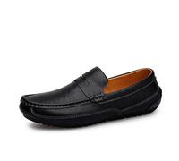 Mocassins for Hommes à Bout carré en Cuir PU, Souples, légers, antidérapants, Classiques, à Enfiler(Noir,39 EU)