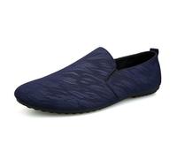 Mocassins for Hommes à Bout Rond en Cuir végétalien Bicolore, Souples, antidérapants, légers, à Enfiler for Mariage ou extérieur(Bleu,43 EU)