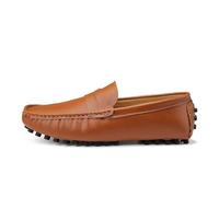 Mocassins for Hommes, Bout carré, en Cuir Nubuck, Mocassins de Conduite, antidérapants, Talon Plat, légers, for la Marche et l'extérieur(Brown,42 EU)