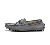 Mocassins for Hommes, Bout Rond, Couleur Unie, en Daim, Style Bateau, Confortables, légers, antidérapants, Classiques(Grey,38 EU)