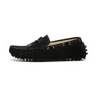 Mocassins for Hommes, Bout Rond, Couleur Unie, en Daim, Style Bateau, Confortables, légers, antidérapants, Classiques(Noir,41 EU)
