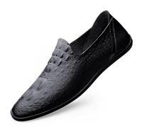 Mocassins for Hommes, Bout Rond, Couleur Unie, imprimé Crocodile, antidérapants, légers et Flexibles, Chaussures de Mariage(Noir,44 EU)