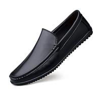Mocassins for Hommes, Bout Rond, Cuir synthétique, Coutures manuelles, Confortables, antidérapants, légers, Tendance(Noir,41 EU)