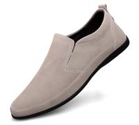 Mocassins for Hommes Bout Rond en Cuir Couleur Unie Mocassins Chaussures Confortables légers Flexibles Mode Marche à Enfiler (Color : Beige, Size : 43 EU)