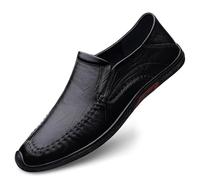Mocassins for Hommes, Bout Rond, en Cuir, Coutures manuelles, Souples, antidérapants, résistants, for Mariage et extérieur(Noir,39 EU)