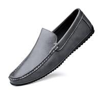 Mocassins for Hommes, Bout Rond, en Cuir synthétique, Coutures manuelles, Confortables, antidérapants, Souples, décontractés, for l'extérieur(Grau,44 EU)