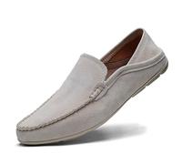 Mocassins for Hommes, Bout Rond, en Daim, à Talon Plat, légers et Confortables, à Enfiler for Mariage(Beige,45 EU)