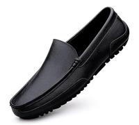 Mocassins for Hommes Chaussures en Cuir Style de Conduite Mocassins Couleur Unie Talon Plat Confortable antidérapant fête à Enfiler (Color : Noir, Size : 42 EU)